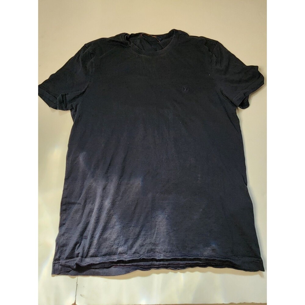 Louis Vuitton Logo Embossed T-shirt Mens Small Navy Blue Crew Neck